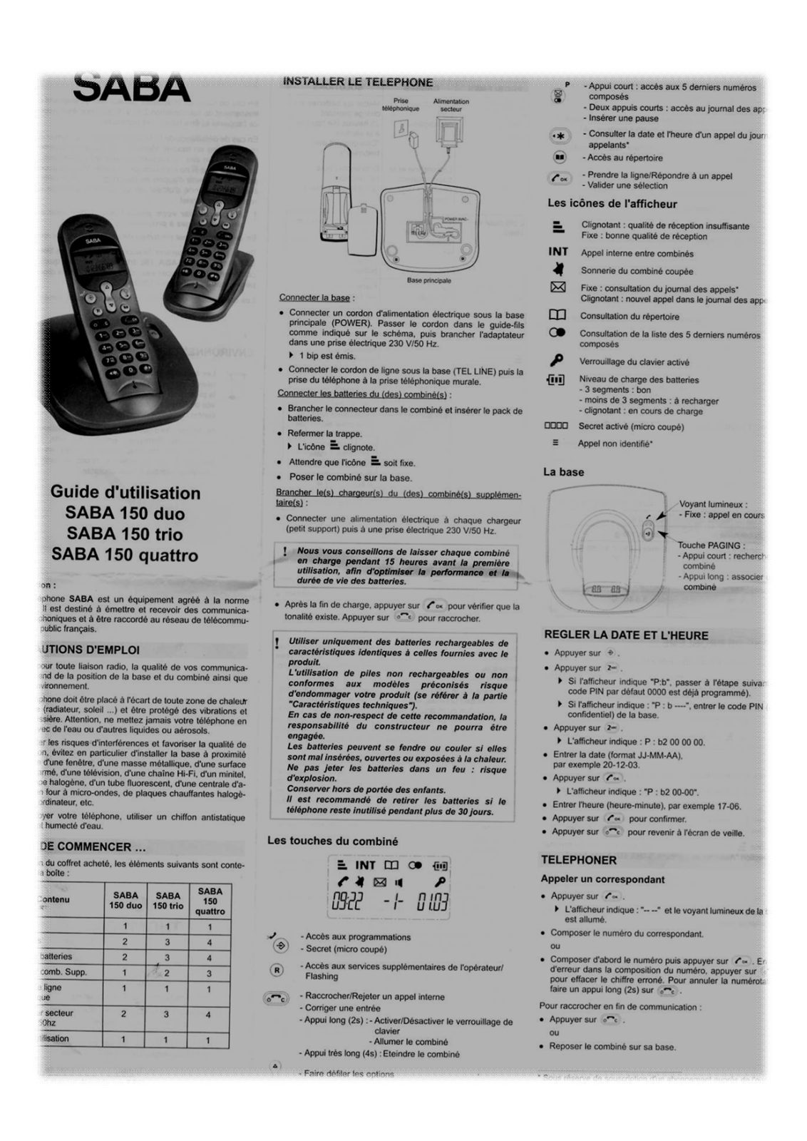 SABA 150 DUO, 150 QUATTRO, 150 TRIO User Manual