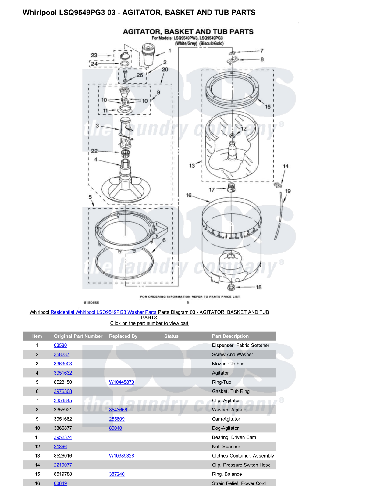 Whirlpool LSQ9549PG3 Parts Diagram