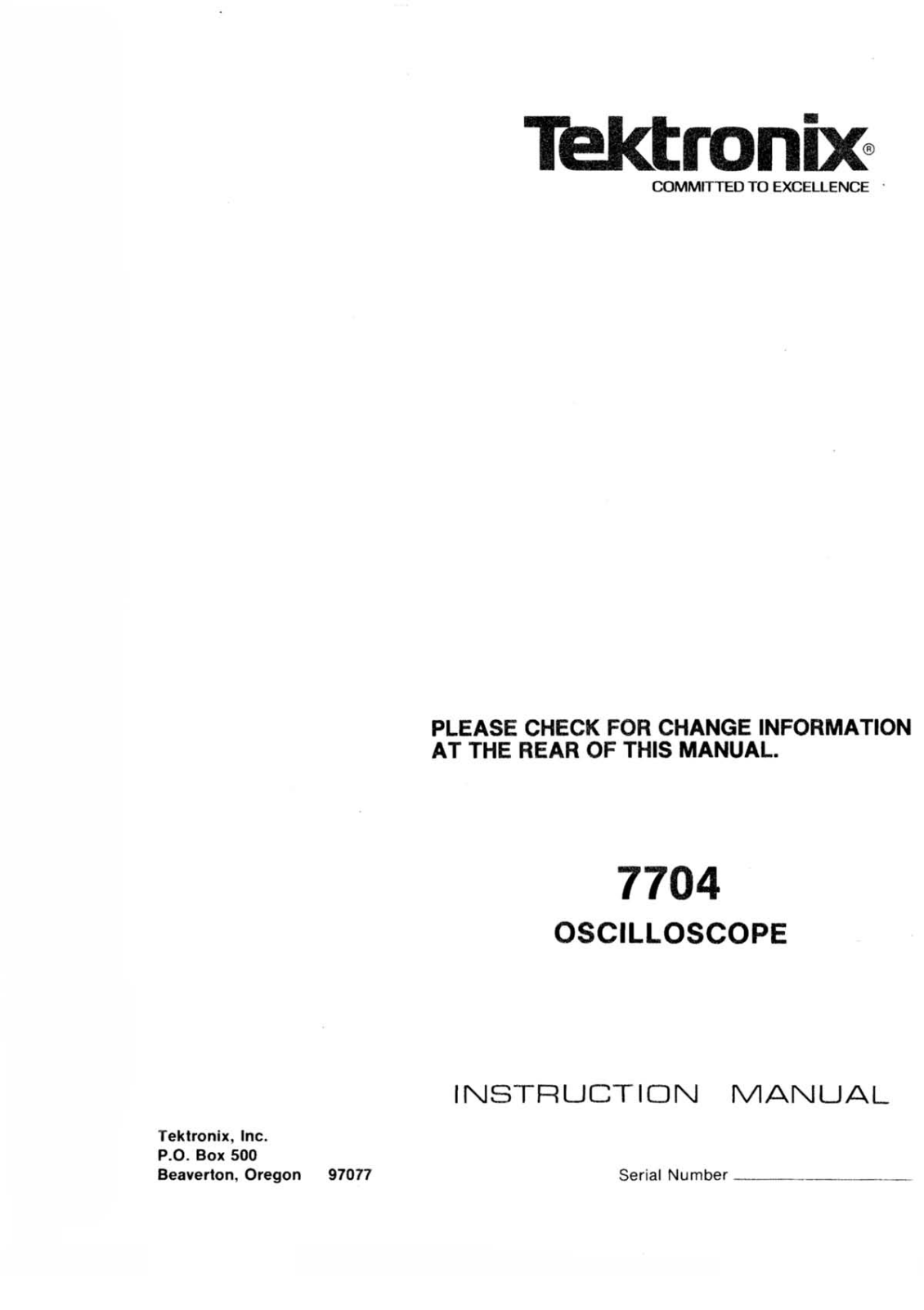 Tektronix 7704 Service manual