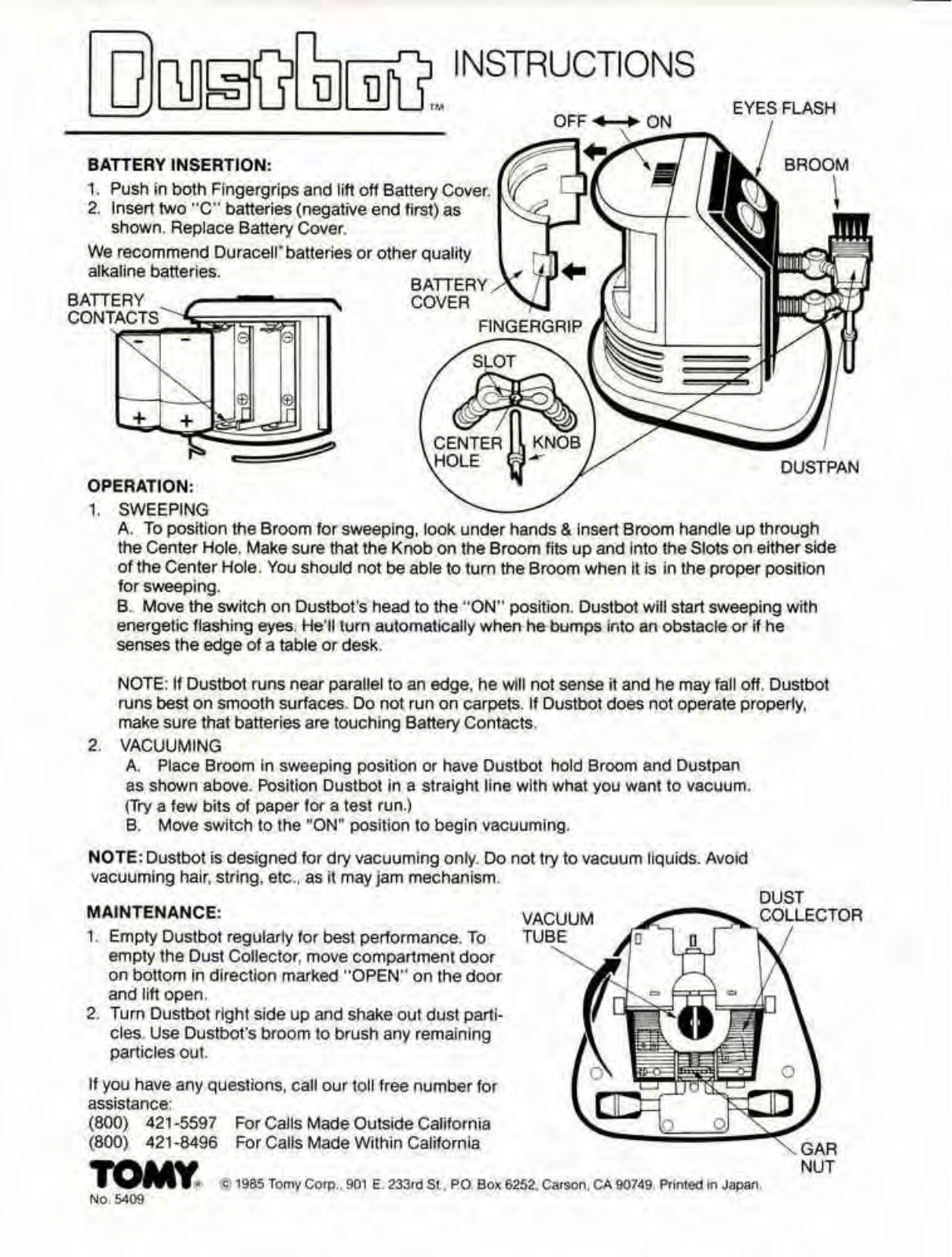 Tomy DUSTBOT User Manual