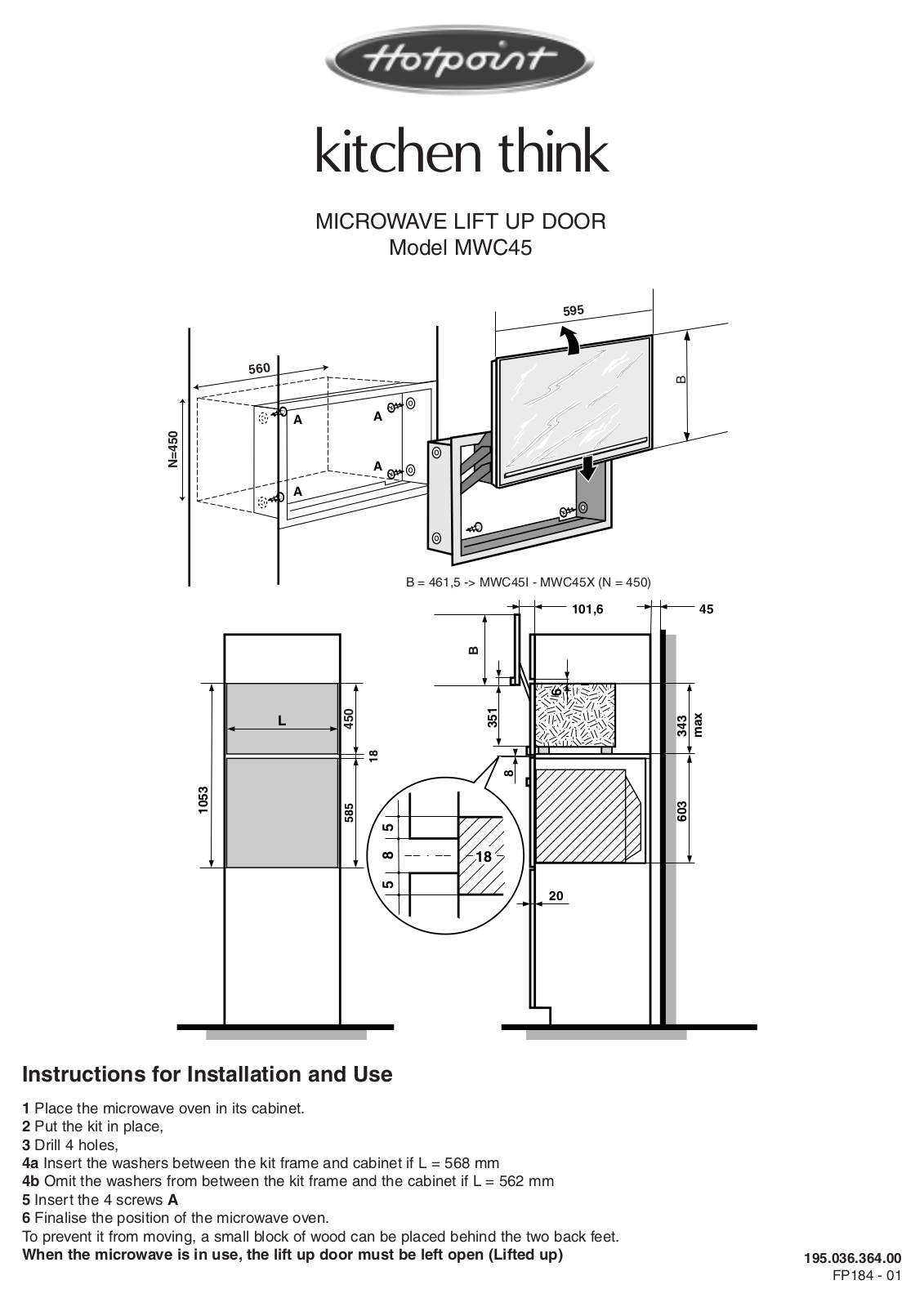 Hotpoint MWC45I, MWC45X Instruction Manual