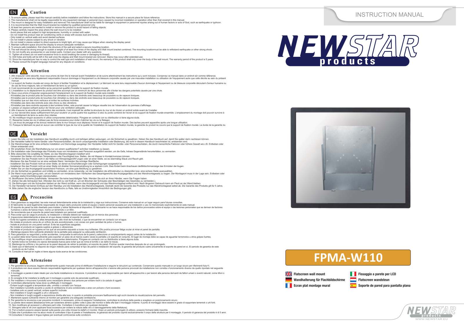 NewStar FPMA-W110 User Manual