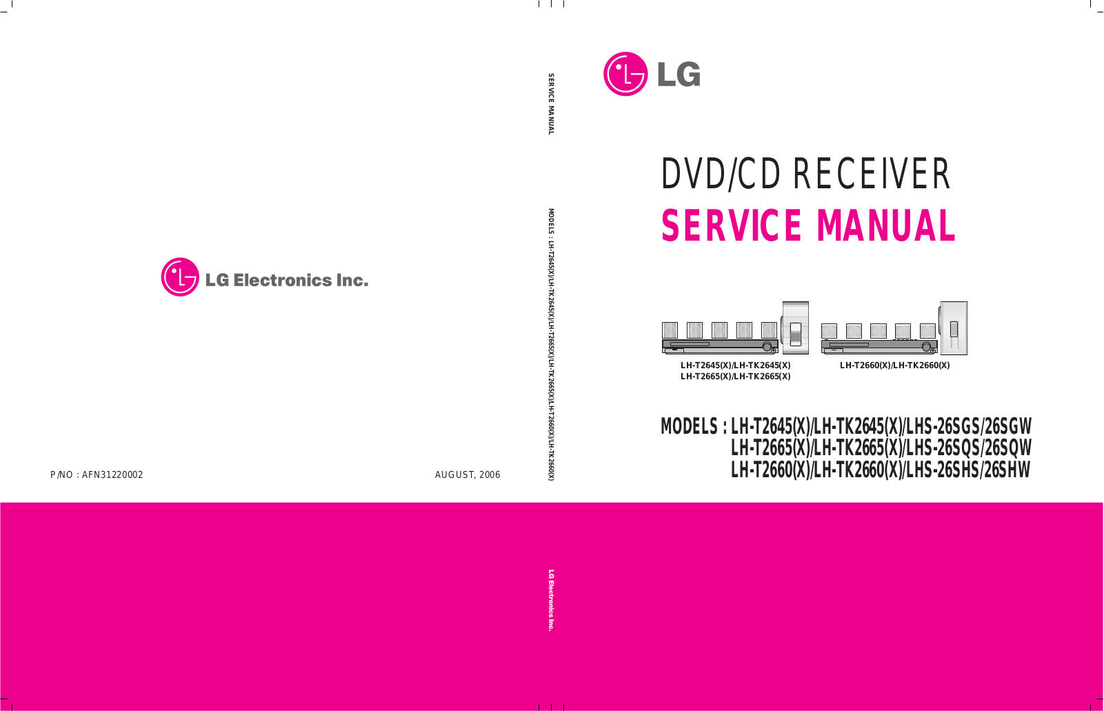 LG LHS-26-SGS, LHS-26-SHS, LHS-26-SQS, LHT-2660, LHT-2645 Service manual