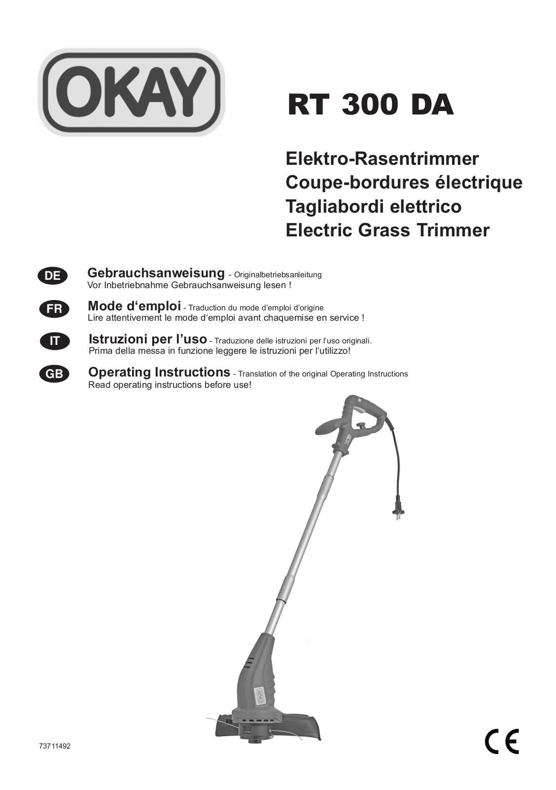 Okay RT 300 DA Operating Instructions Manual