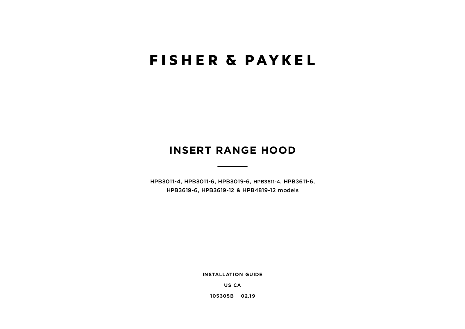 Fisher Paykel HPB361912N, HPB30114N Installation Manual