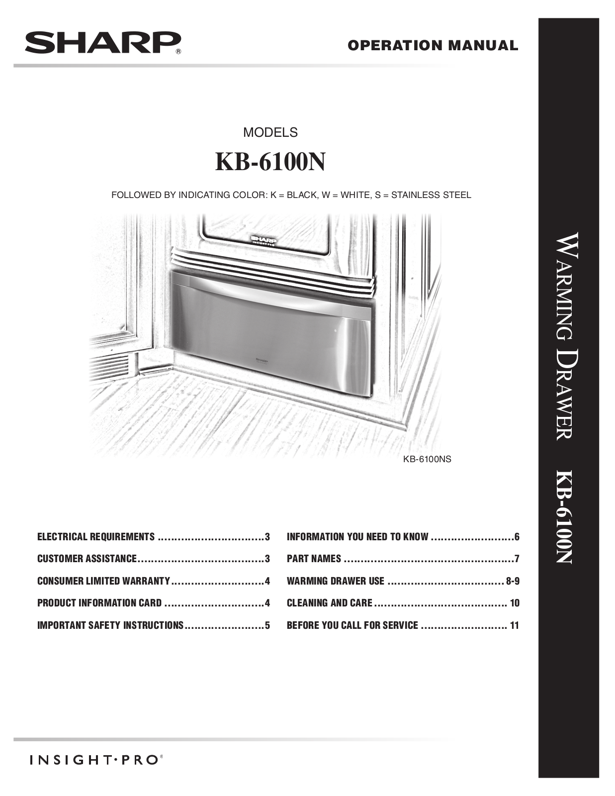 Sharp TINSEB520MRK0, KB-6100NK, KB-6100N, KB-6100NS, KB-6100NW User Manual