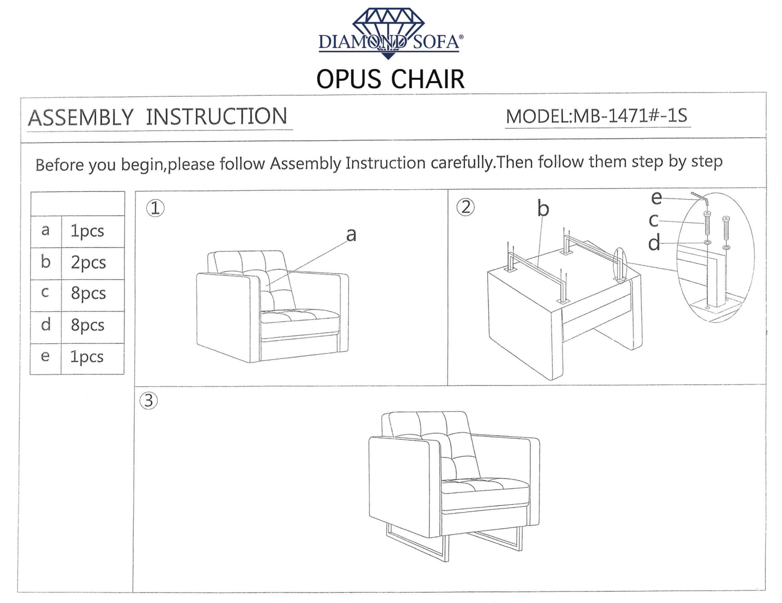 Diamond Sofa CDCR1100 Installation & Assembly - ManualMachine.com