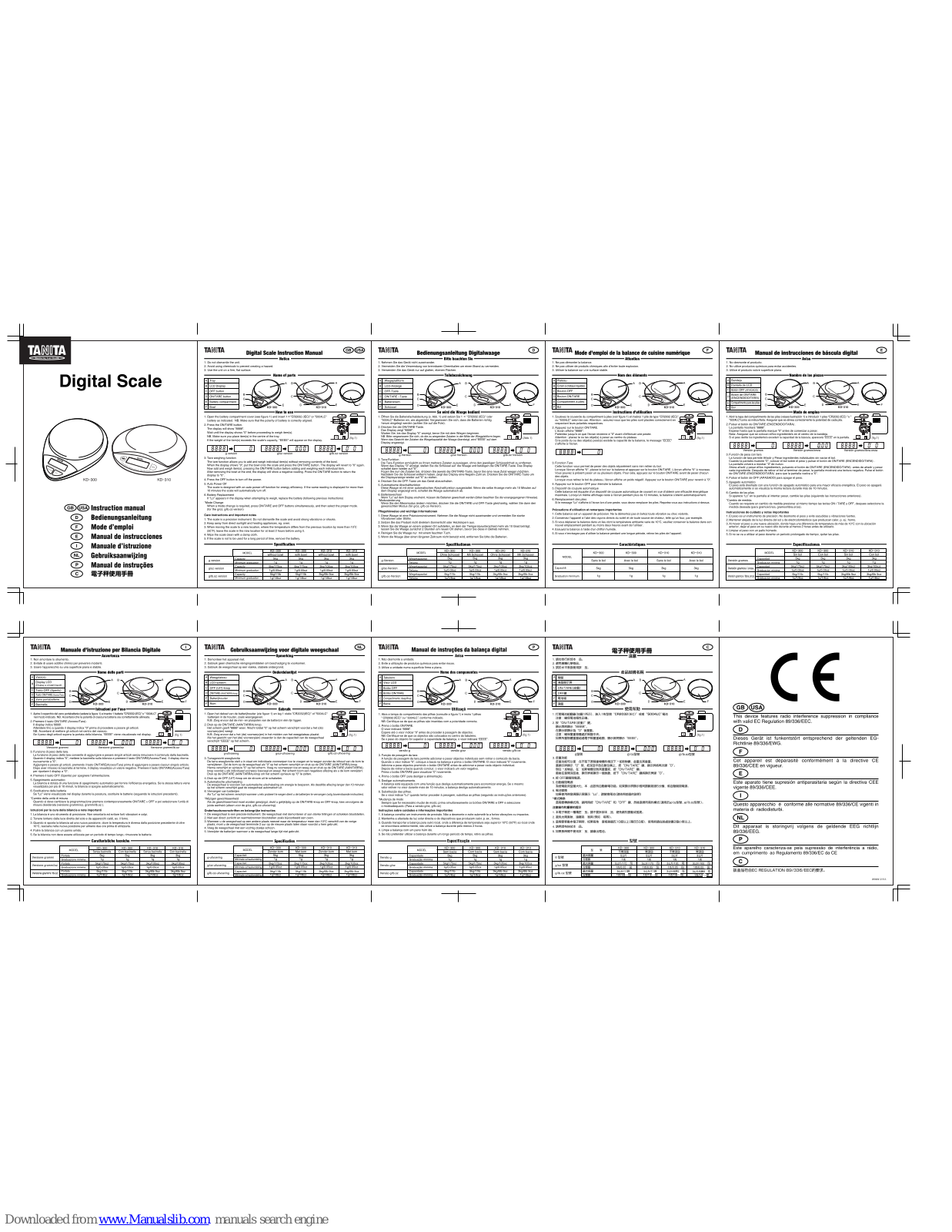 Tanita KD-3010, KD-300 Instruction Manual