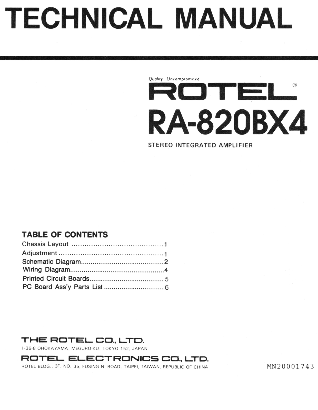 Rotel RA-820-BX-4 Service manual