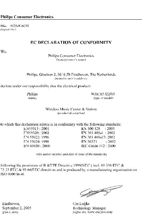 Philips WACS5 User Manual