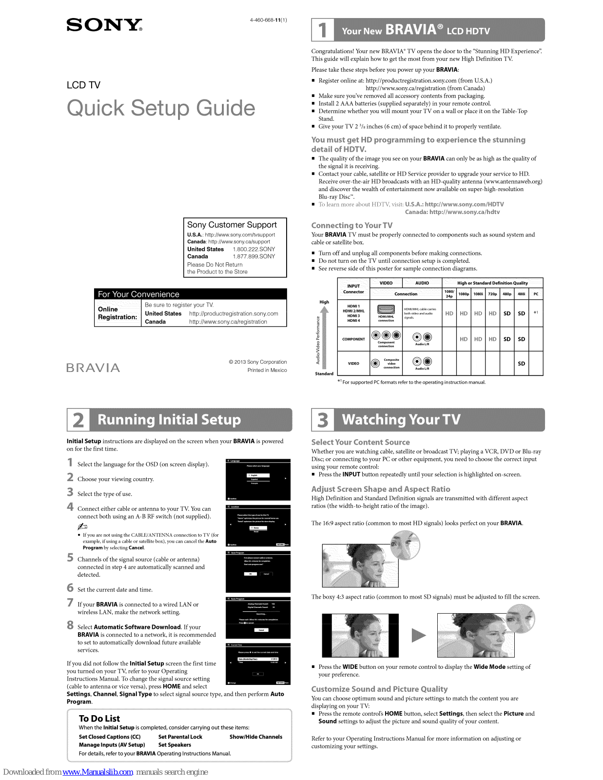 Sony 4-460-668-11, BRAVIA Series Quick Setup Manual - ManualMachine.com