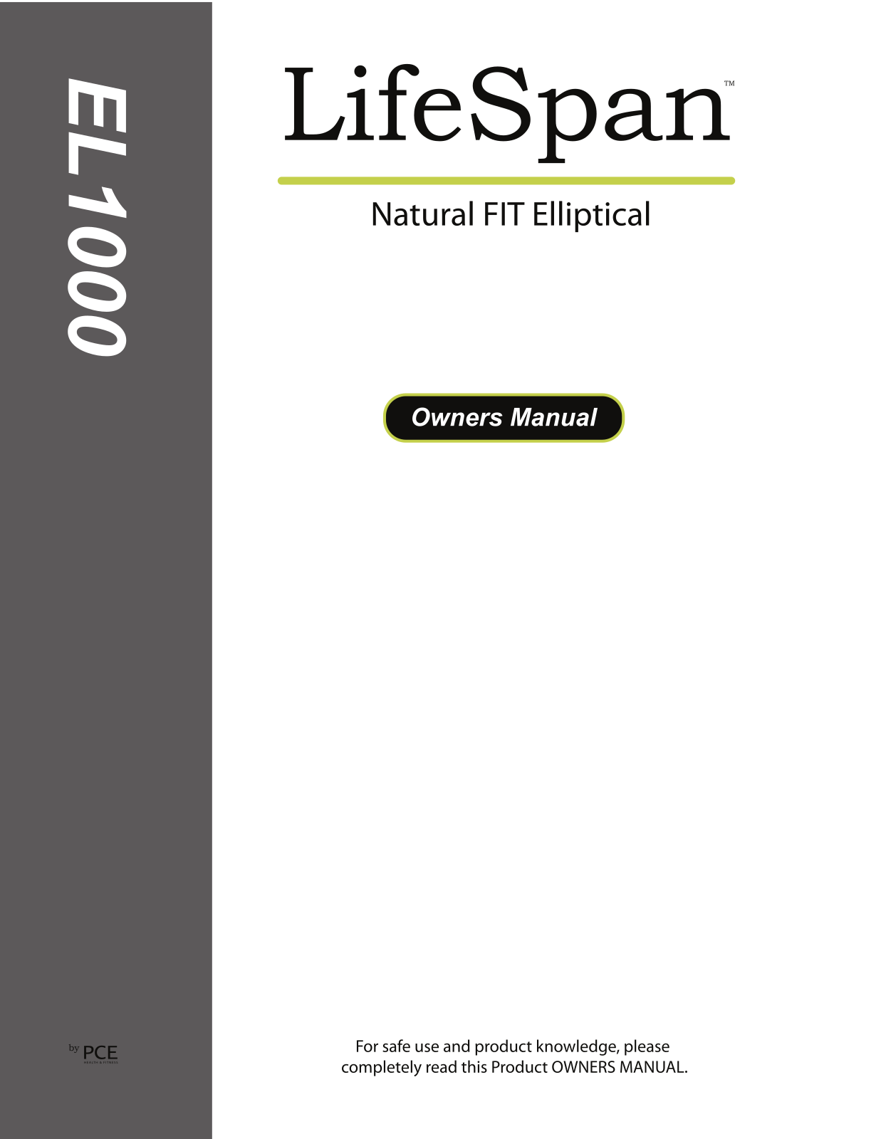 LifeSpan EL1000 User Manual