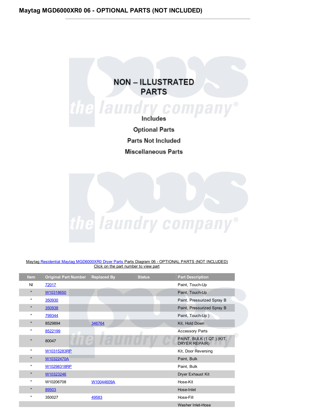 Maytag MGD6000XR0 Parts Diagram