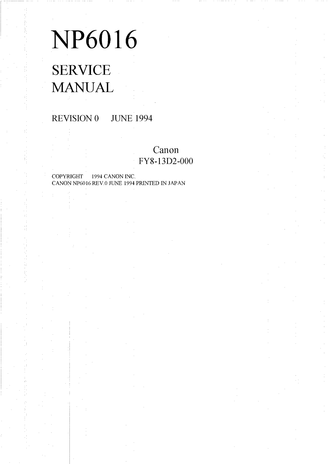 Canon Np6016 Service Manual