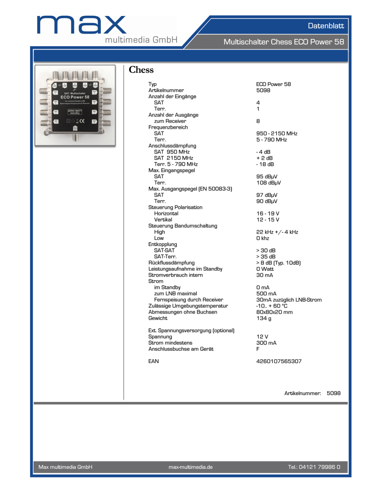 max multimedia Eco power 58 User Manual