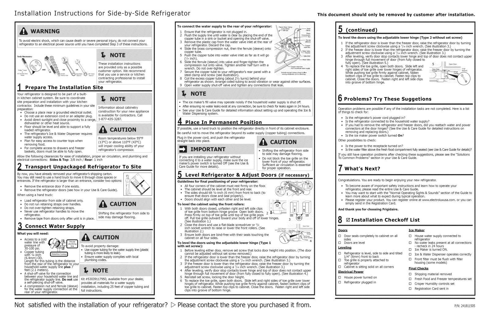 Frigidaire CRSE234JB3, DGHX2655TF0, FFHS2313LS2, FFHS2313LS3, FFHS2313LS4 Installation Guide - ManualMachine.com
