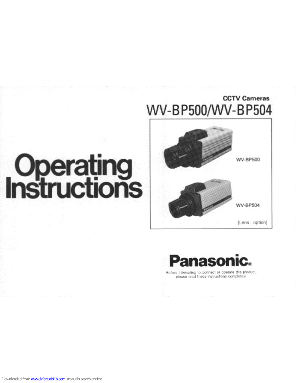 Panasonic WV-BP504 Operating Instructions Manual