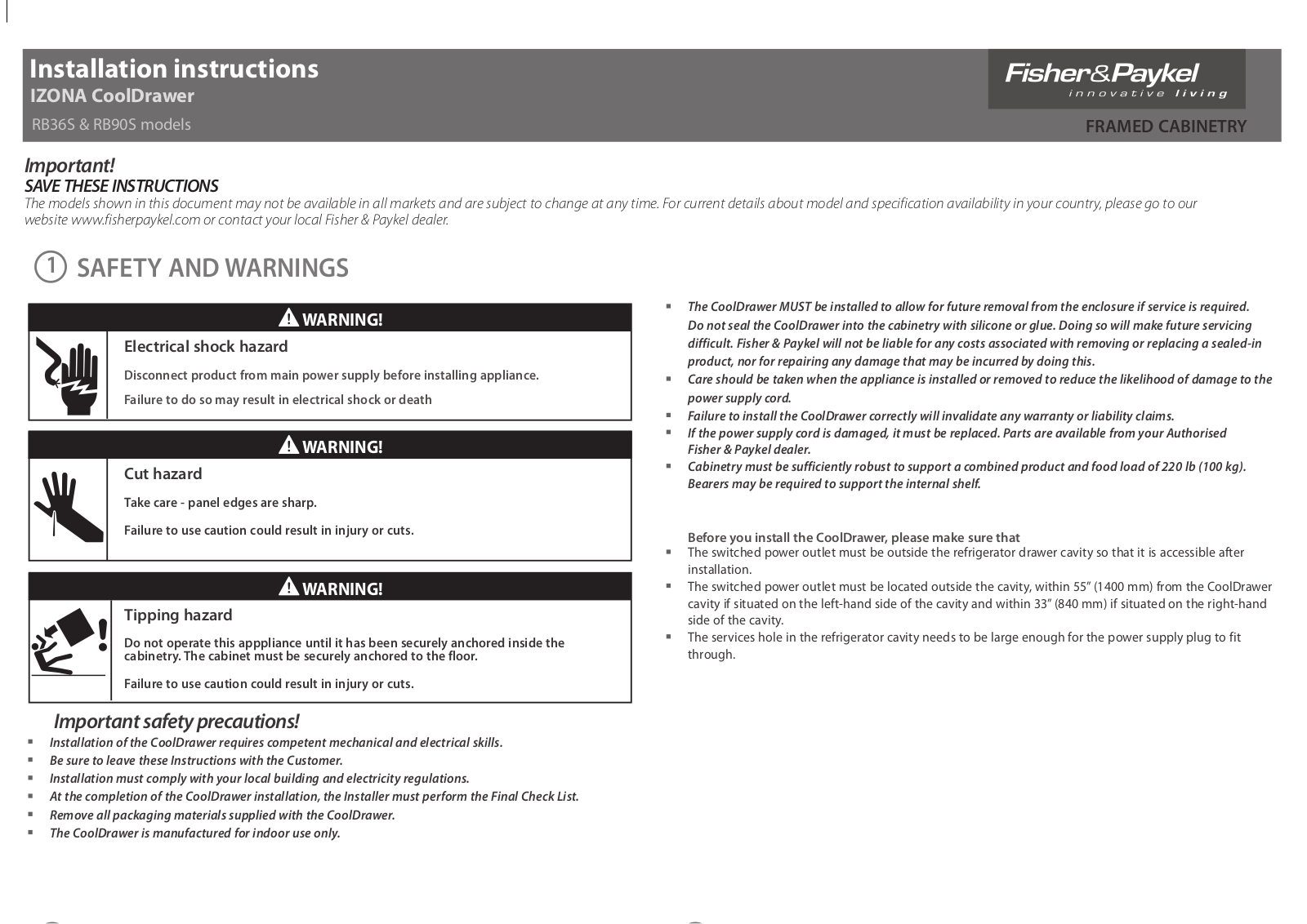 DCS RB36S25MKIW Installation manual