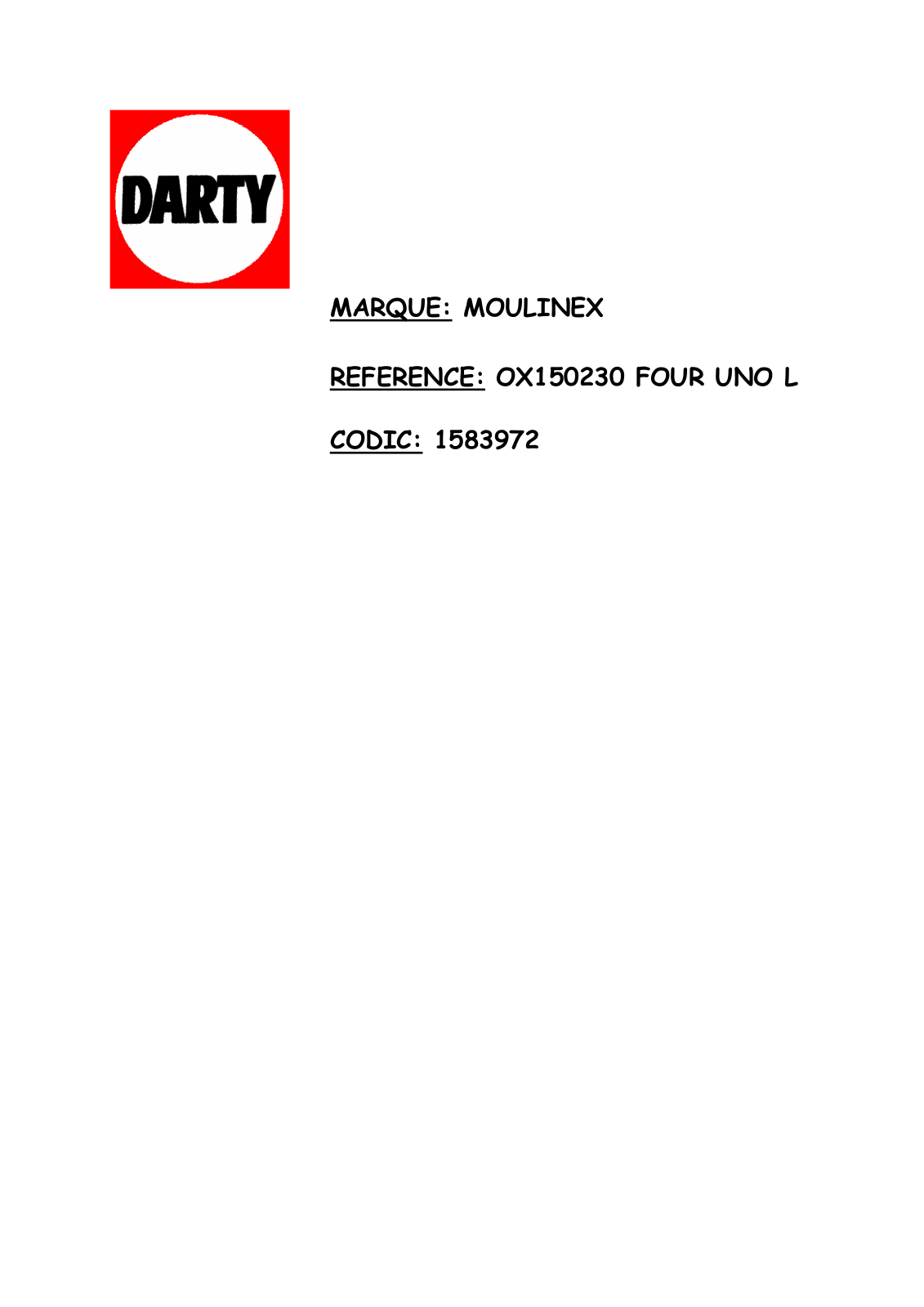 MOULINEX UNO I User Manual