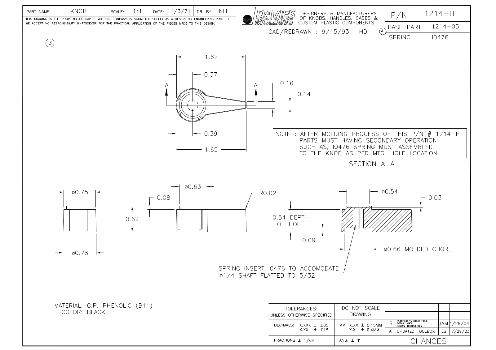 Davies Molding 1214-H Reference Drawing