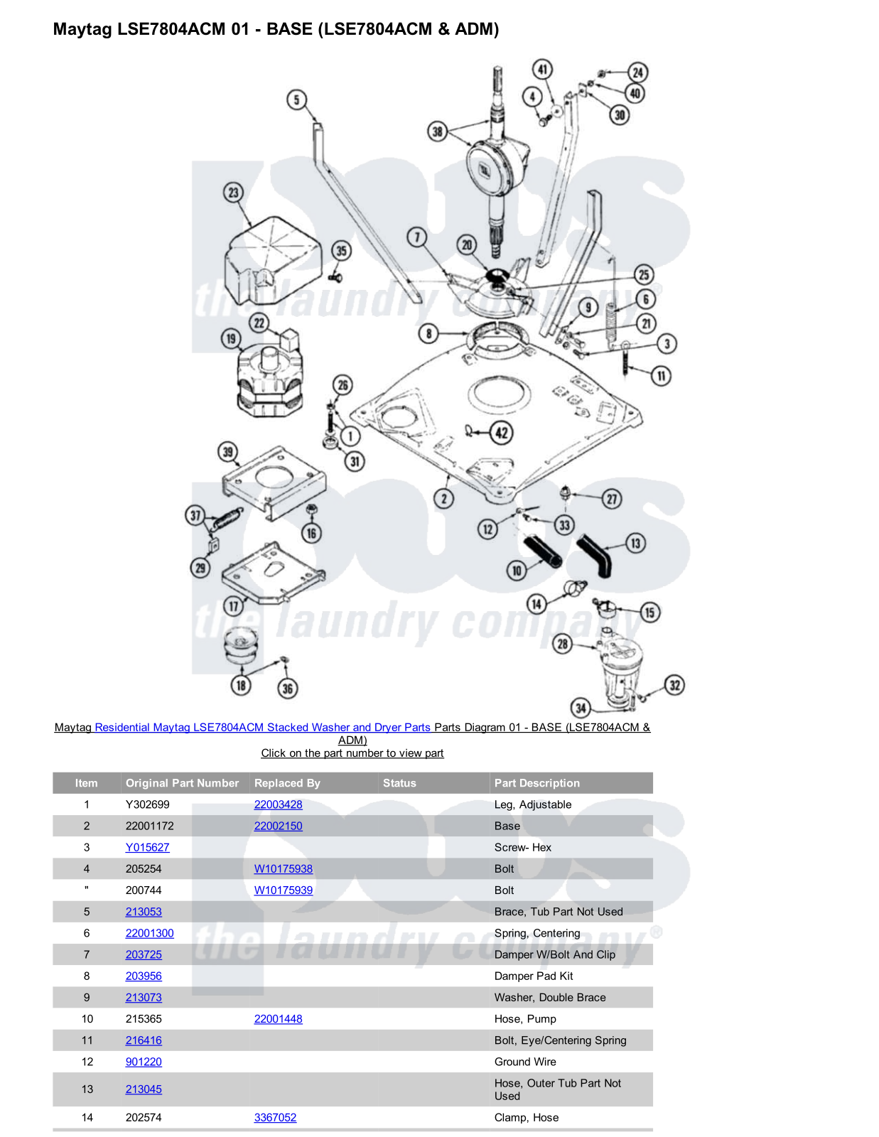 Maytag LSE7804ACM Stacked and Parts Diagram