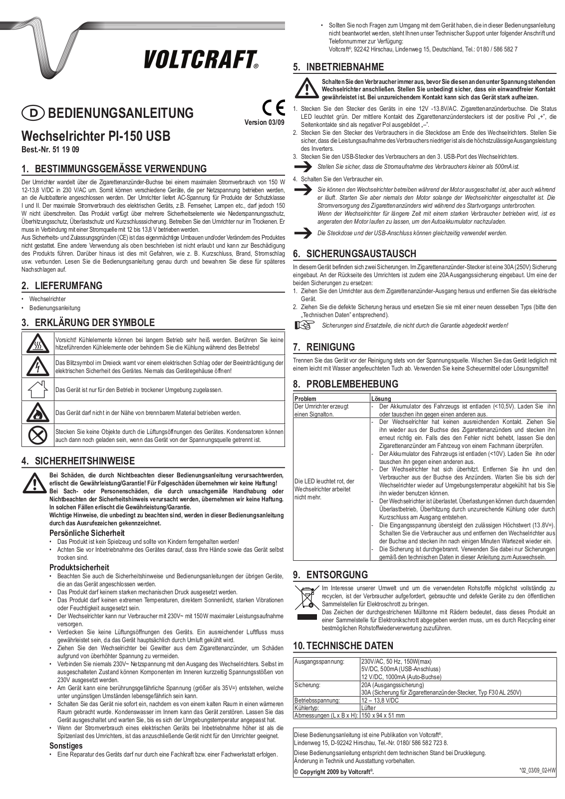 VOLTCRAFT PI-150 USB Operation Manual