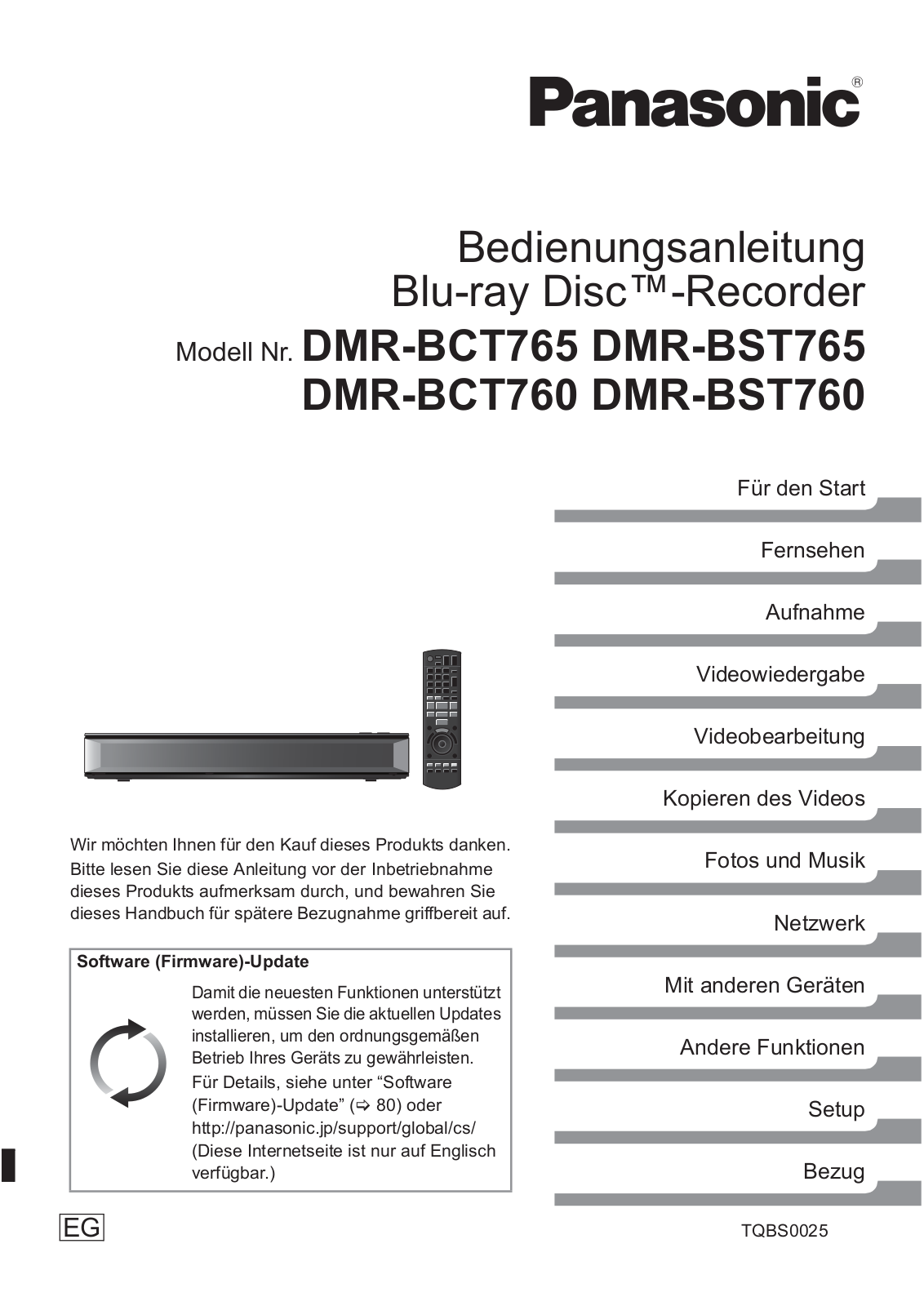 Panasonic DMR-BCT765, DMR-BST765, DMR-BCT760, DMR-BST760 User guide