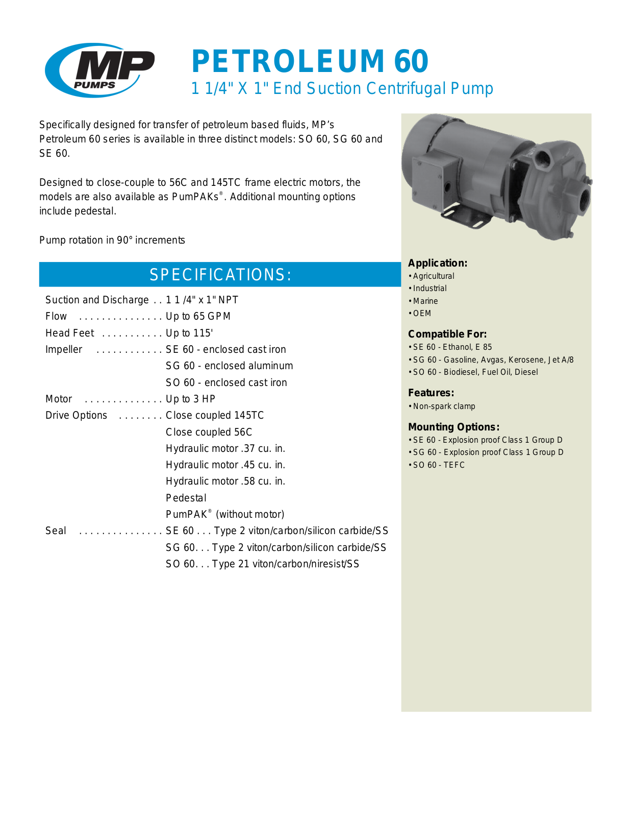 MP Pumps PETROLEUM 60 User Manual