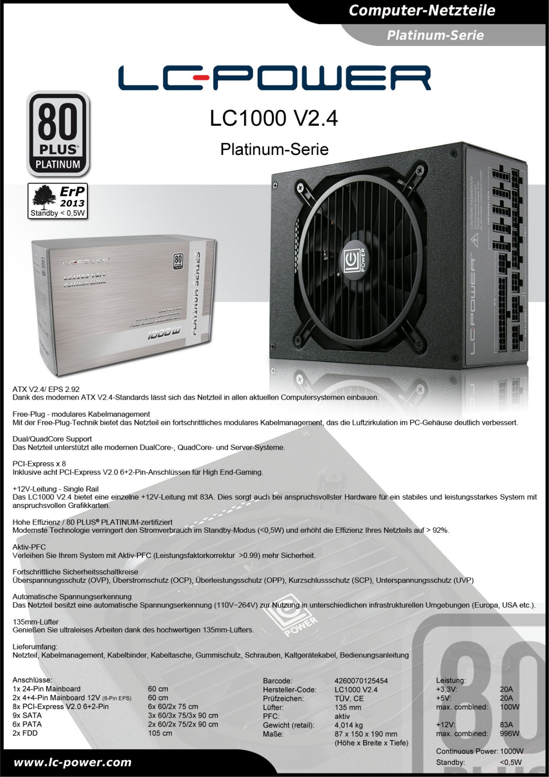 LC-Power LC1000 User Manual