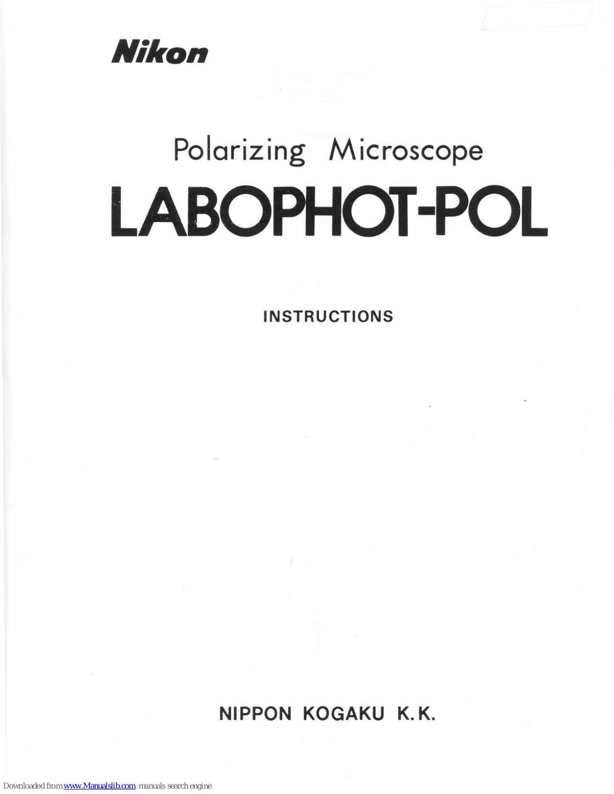 Nikon LABOPHOT-POL Instructions Manual - ManualMachine.com