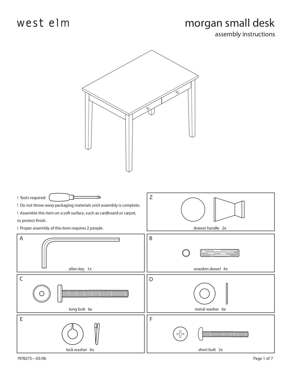 West Elm Morgan Small Desk Assembly Instruction