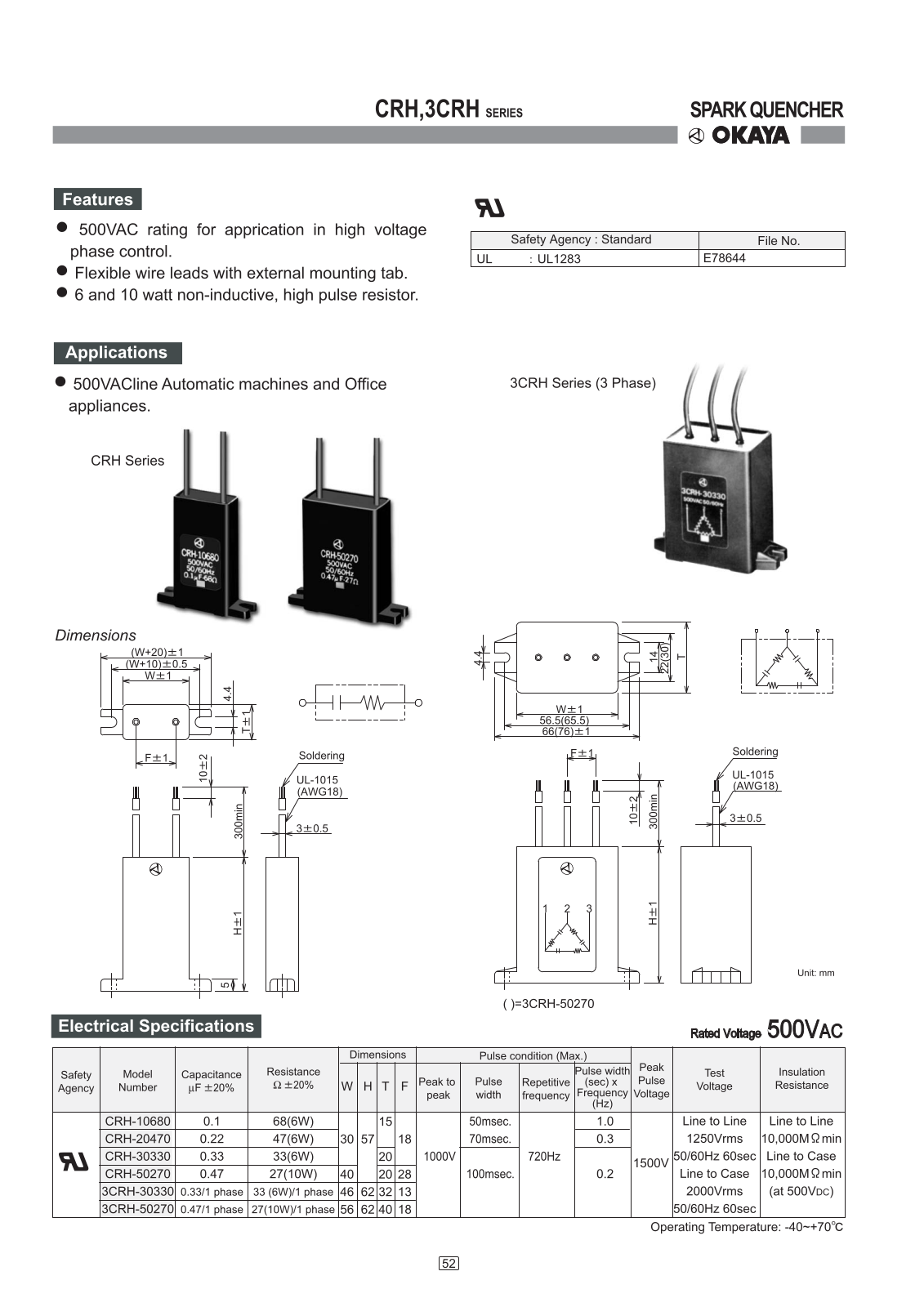 Okaya Electric Industries CRH Series, 3CRH Series Catalog Page