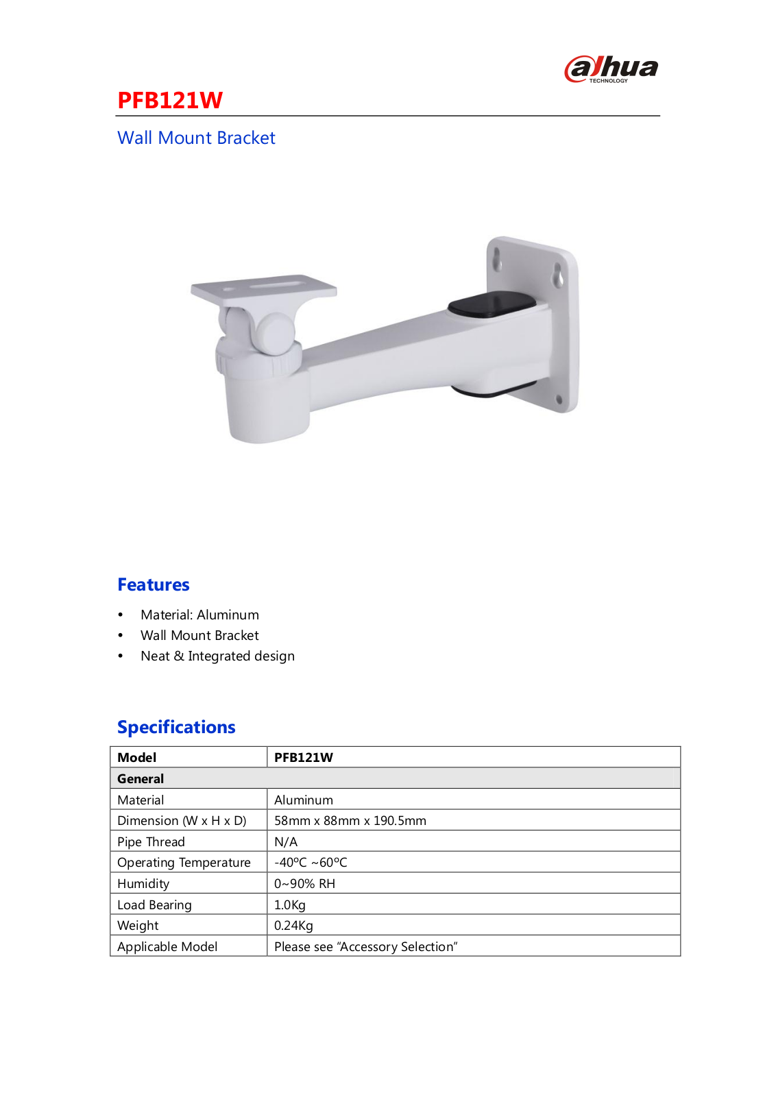 Dahua PFB121W User Manual