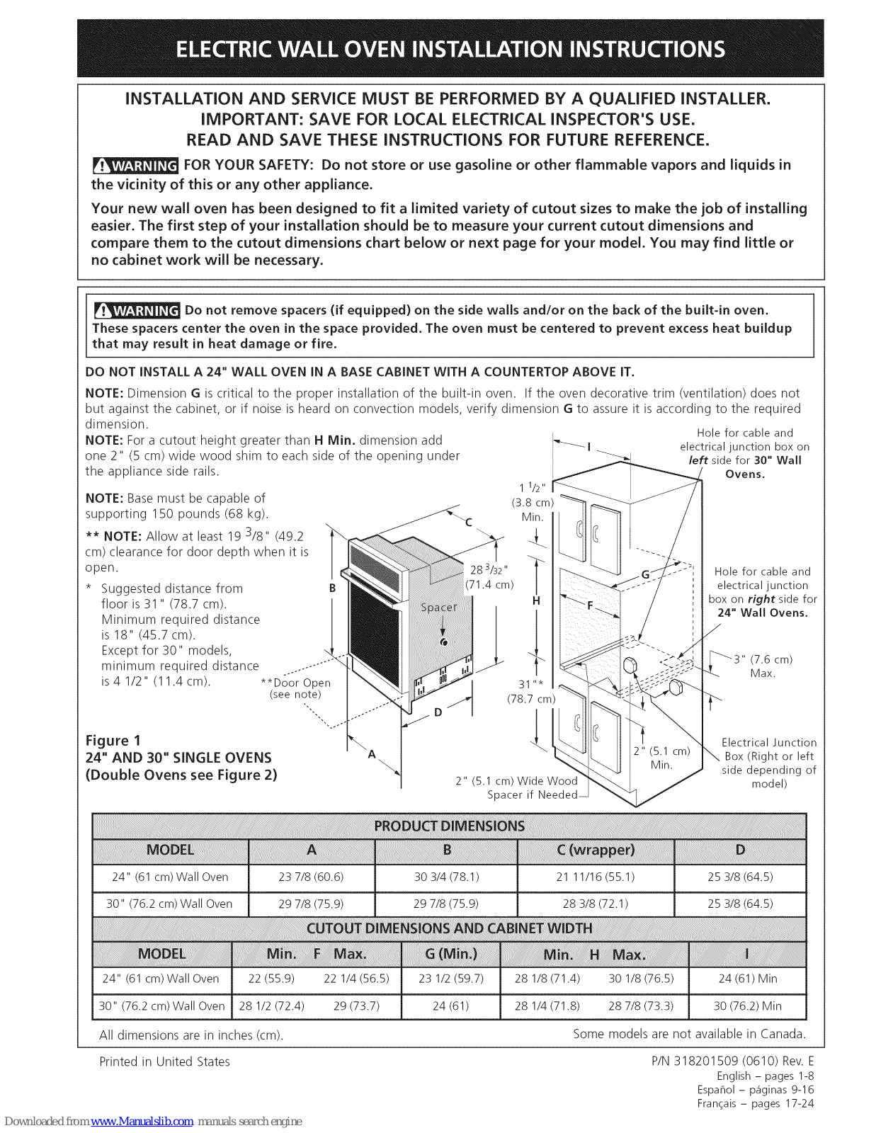 Frigidaire FEB24S2ABE, FEB24S5ASE, FEB24S2ASE, FEB24S5ABE, FEB24S2ASF Installation Instructions Manual - ManualMachine.com