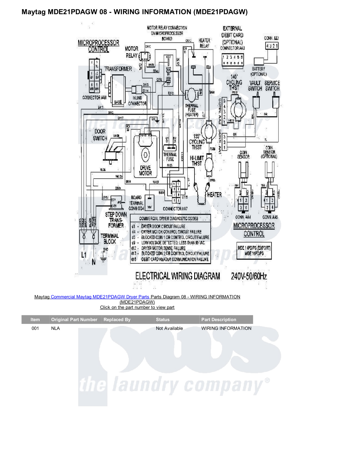 Maytag MDE21PDAGW Parts Diagram