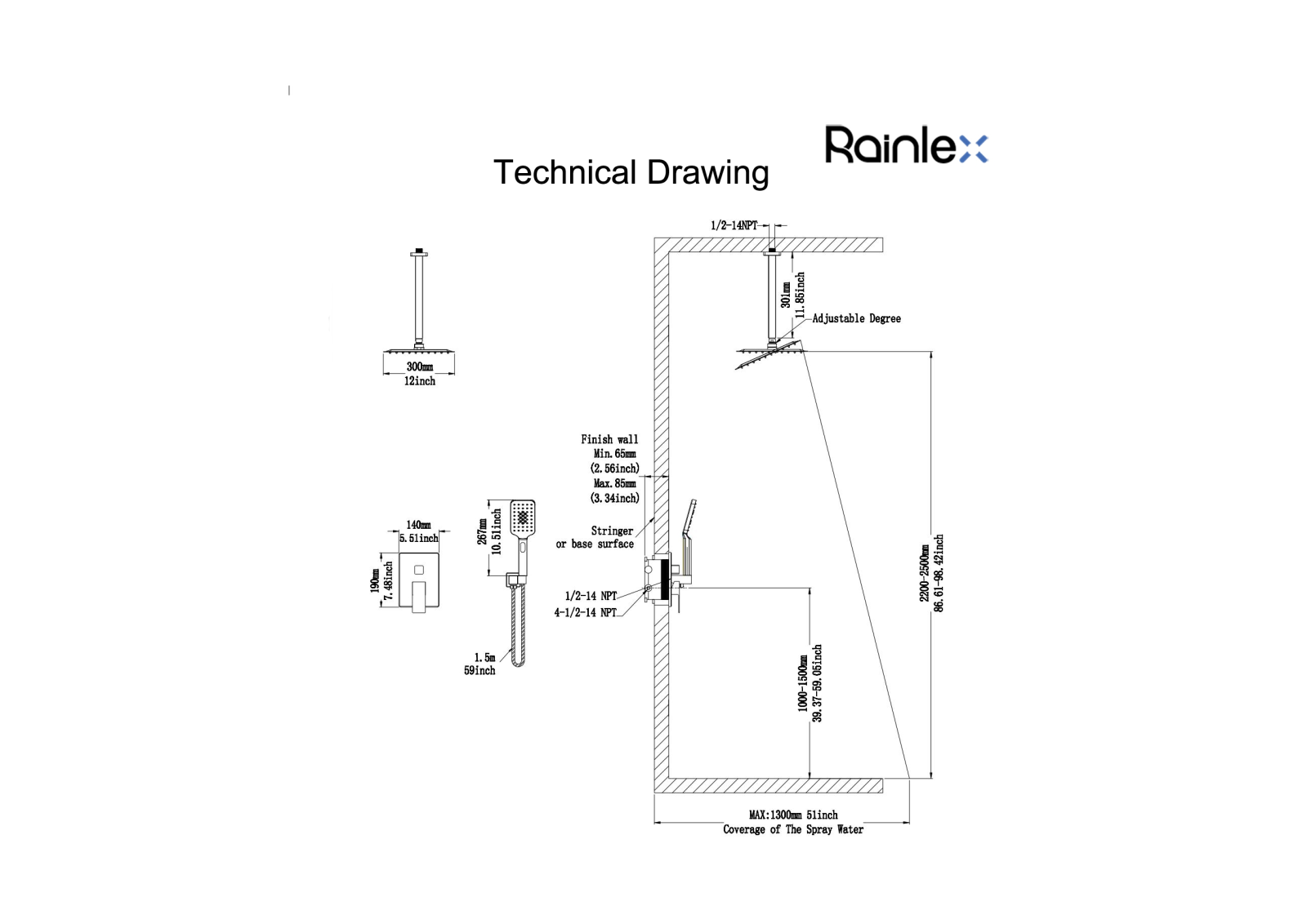 Rainlex ZKOA1006 Dimensions - ManualMachine.com