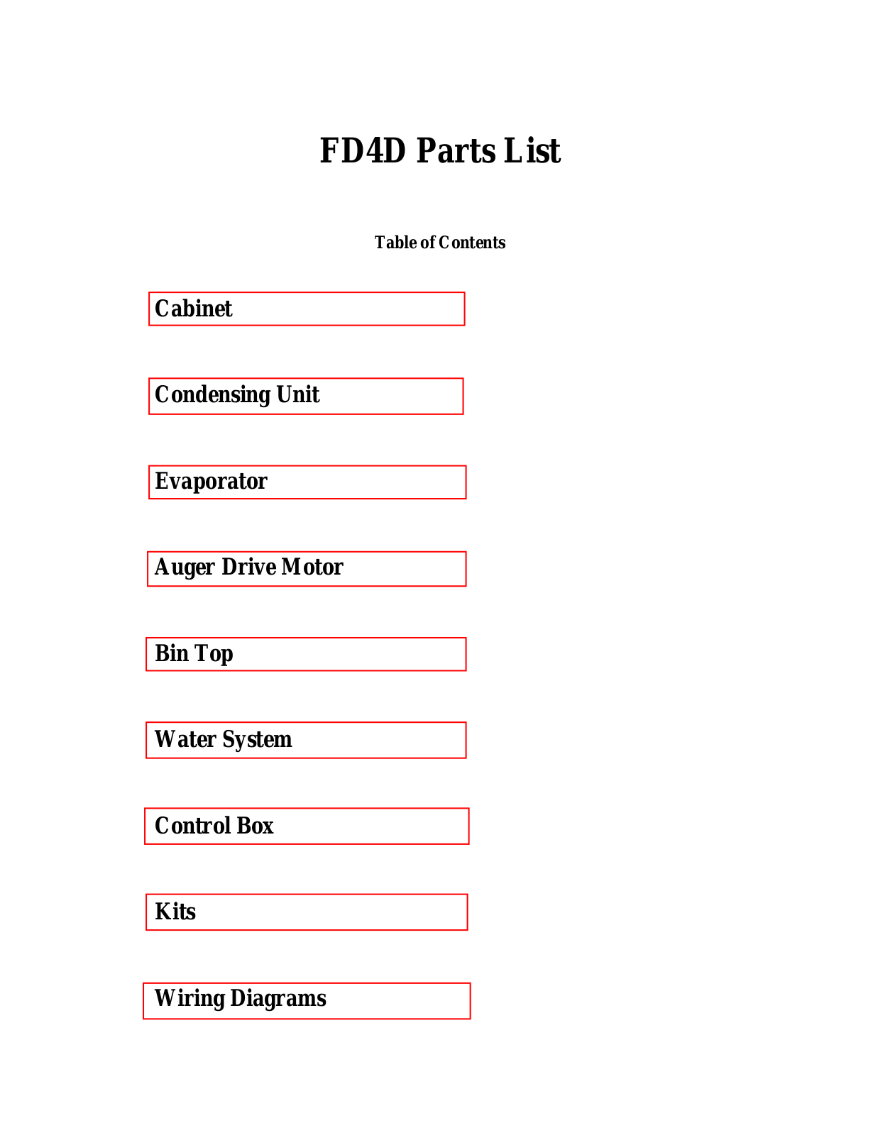 Scotsman FD4D PARTS LIST