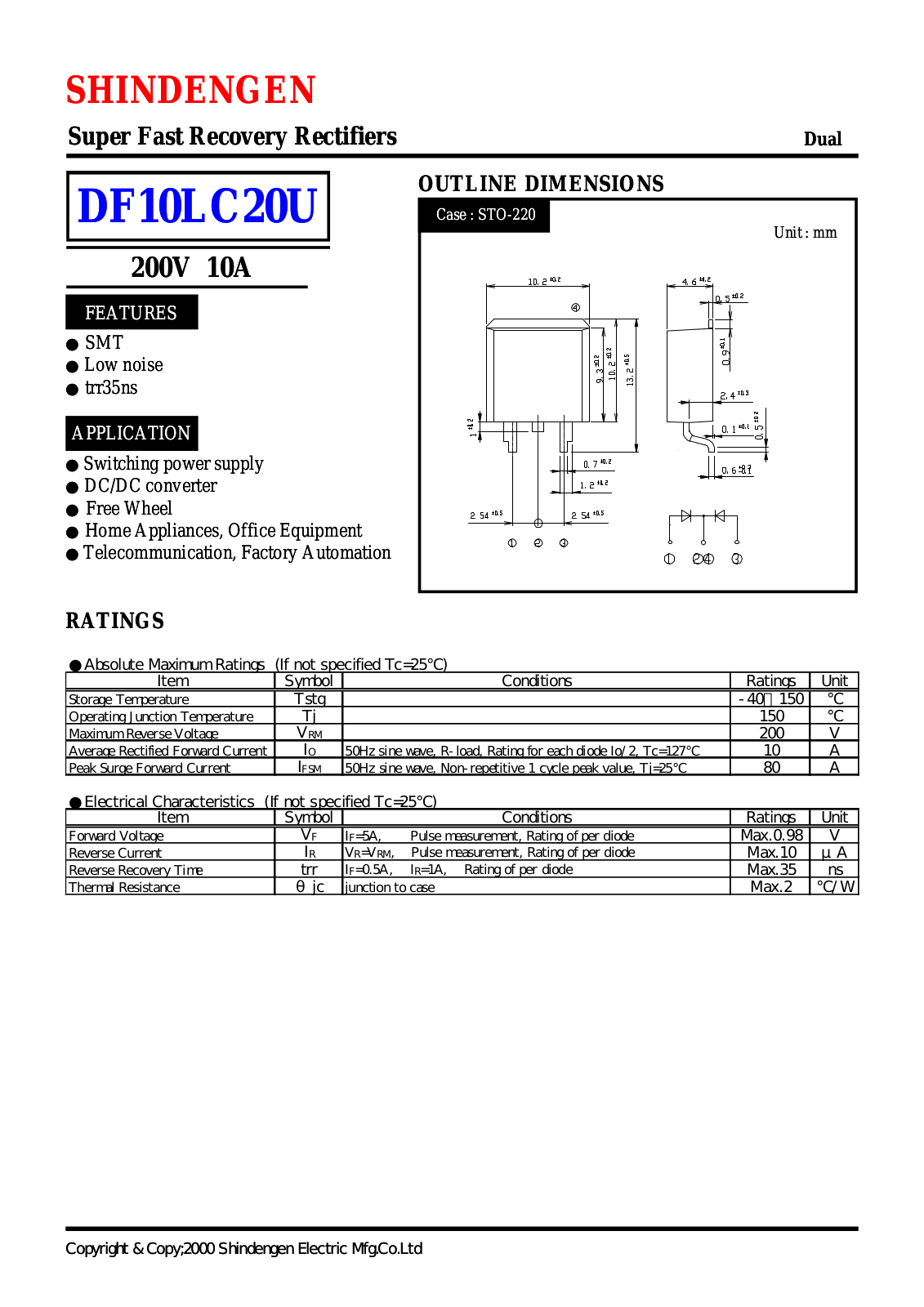 Datasheet DF10LC20U Datasheet (Shindengen) - ManualMachine.com