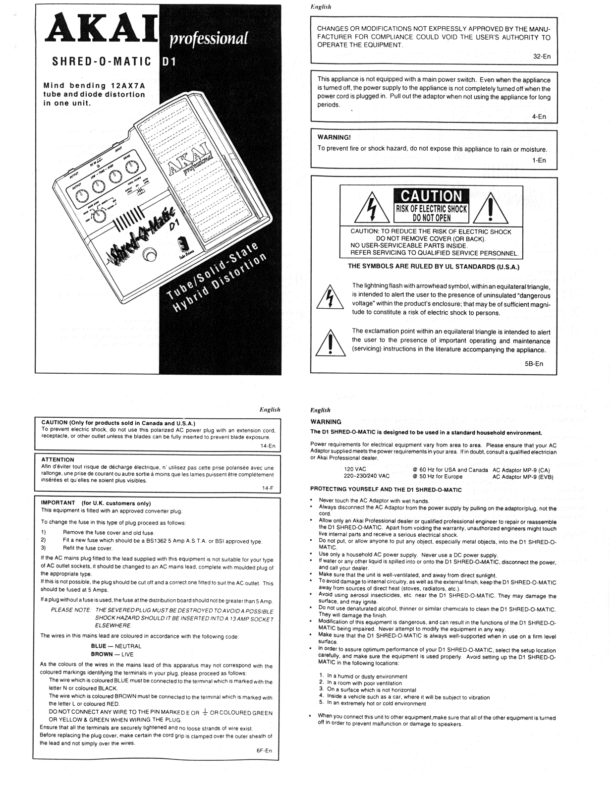 Akai Pro SHRED-O-MATIC D1 User Manual