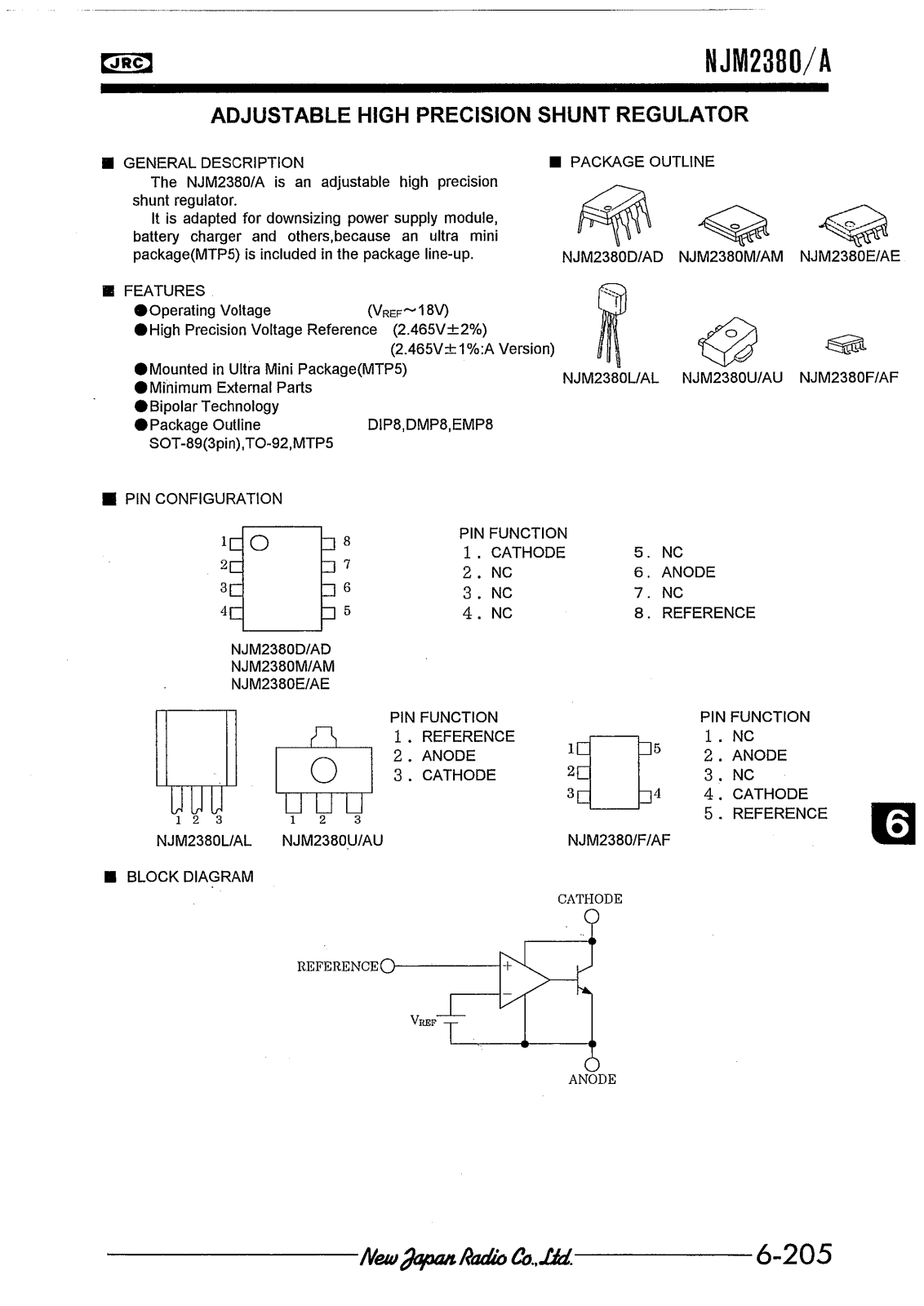 JRC NJM2380U, NJM2380D, NJM2380F, NJM2380E, NJM2380M Datasheet