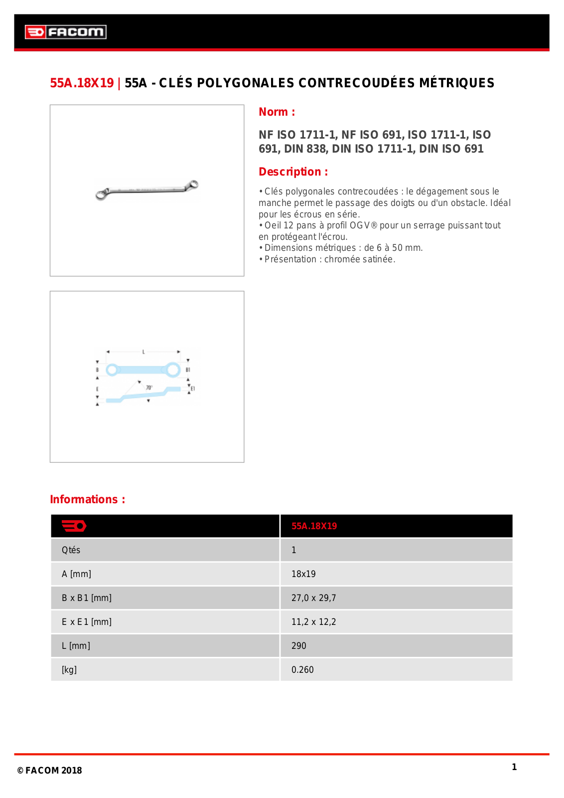 Facom 55A.18X19 Specification - ManualMachine.com