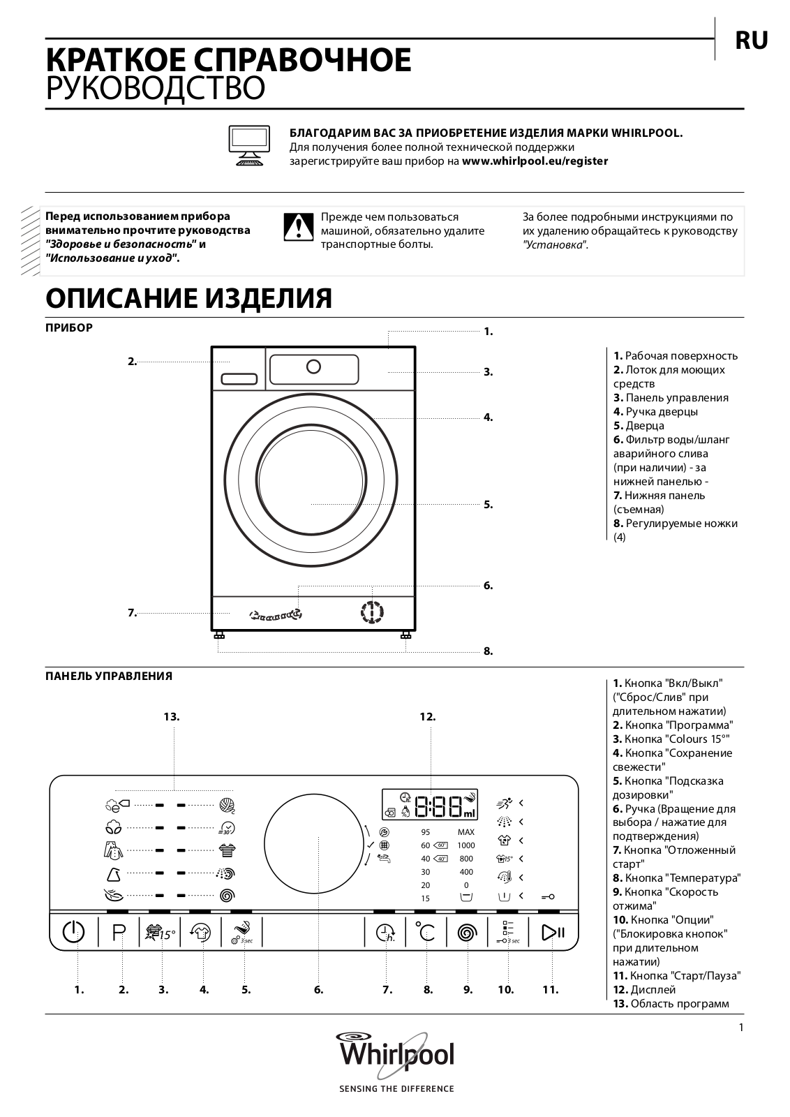 Whirlpool FSCR 90420 User Manual