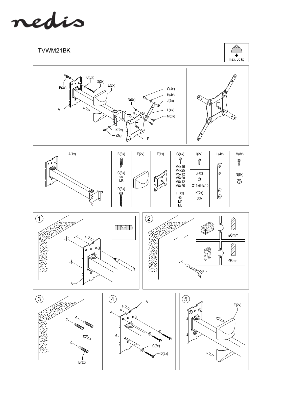 Nedis TVWM21BK User manual