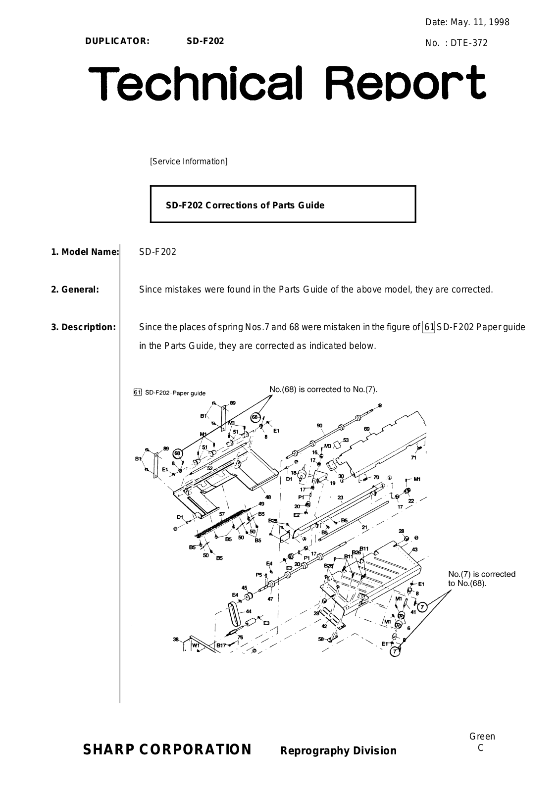 SHARP DTE372 Technical Report