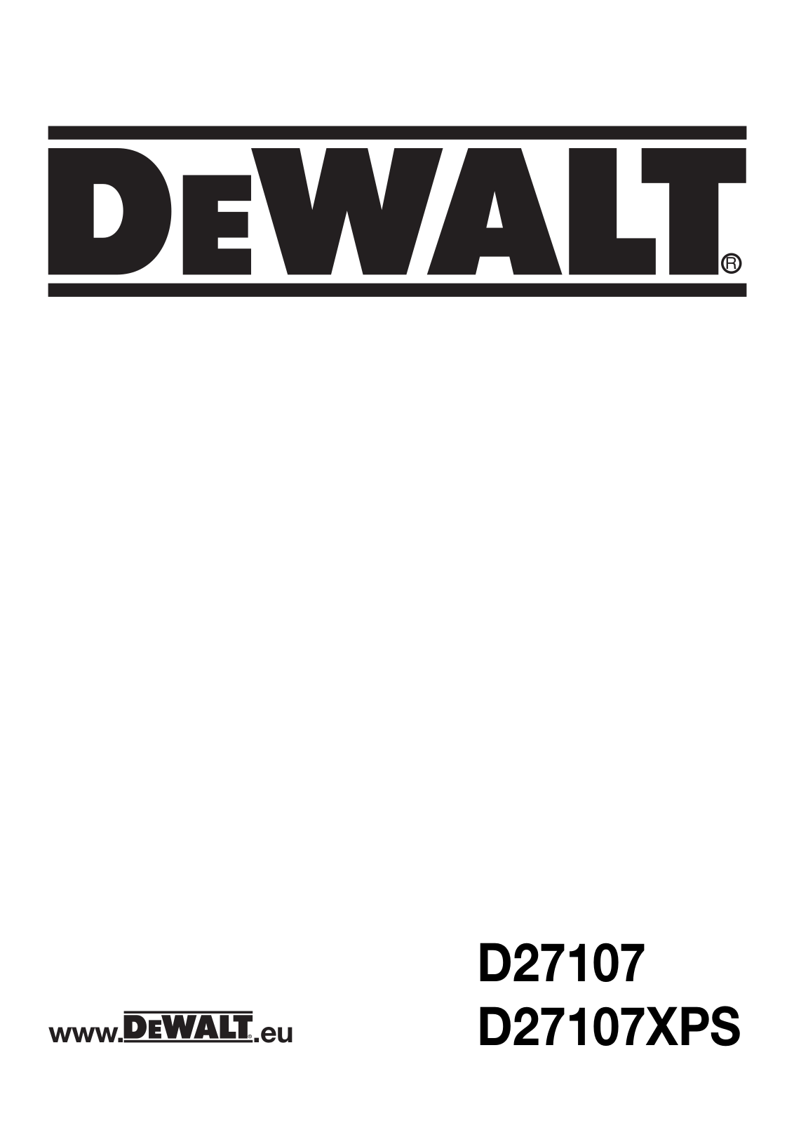 DeWalt D27107XPS operation manual