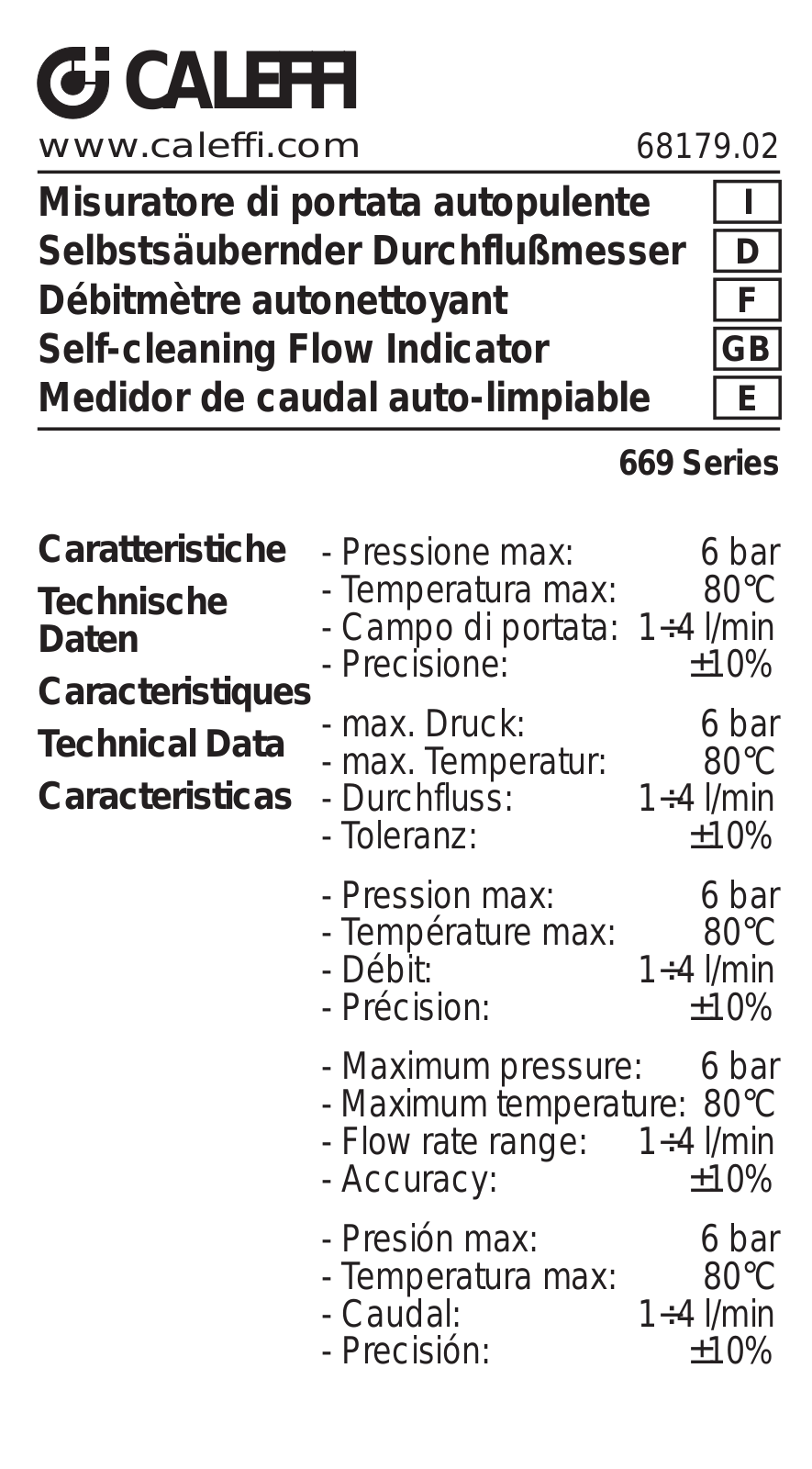 Caleffi 669 Installation and Service Manual - ManualMachine.com