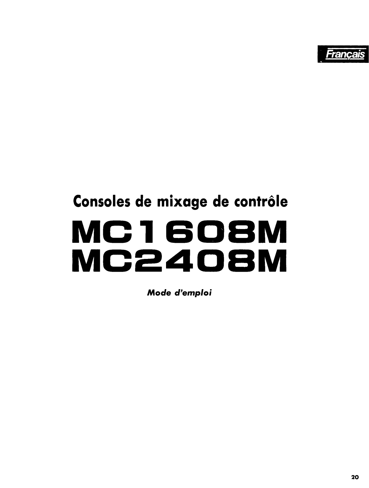 Yamaha MC1608M, MC2408M User Guide