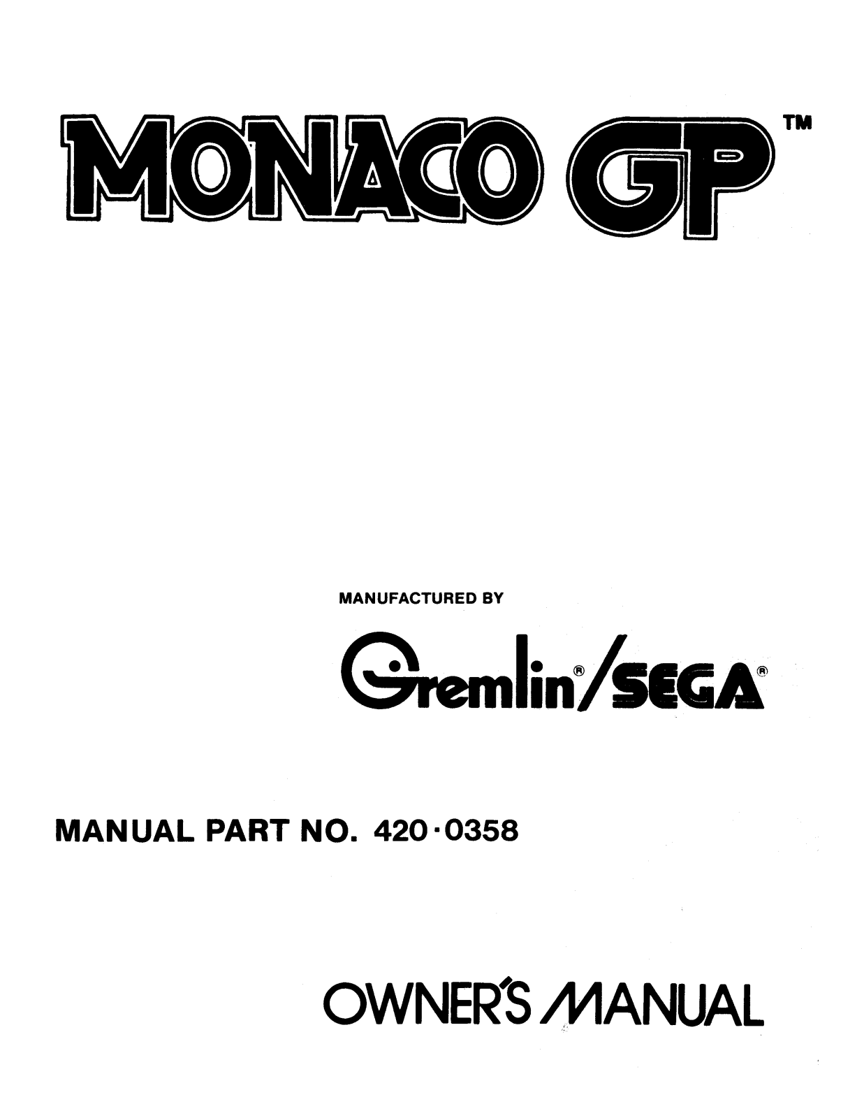 Sega Monaco GP User Guide