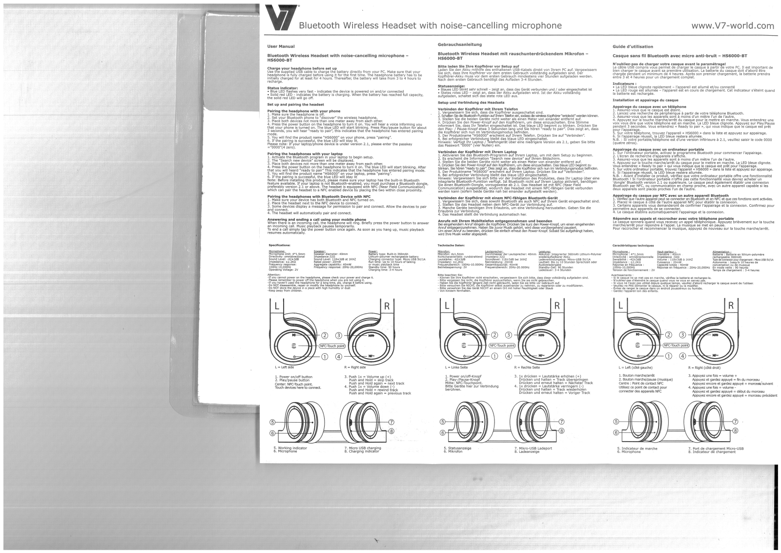 V7 HS6000-BT User guide