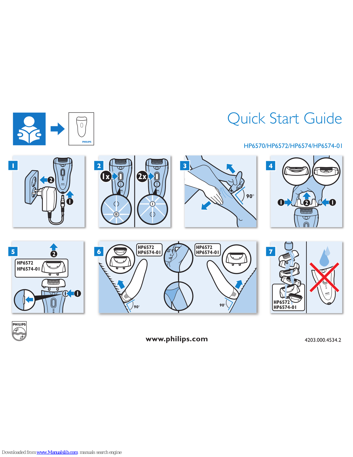 Philips HP6574/11, HP6574/10, HP6574-01, HP6574/00, HP6572/00 Quick Start Manual